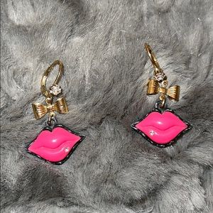 Betsey Johnson Pink Lip Earrings